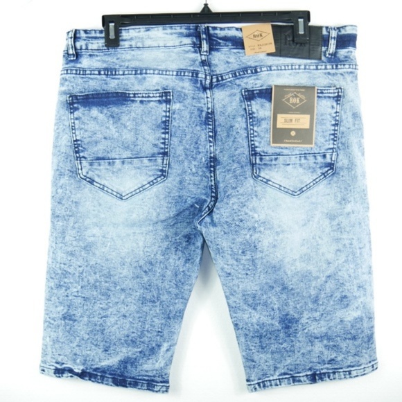 Rok Mens Sz 34 Acid Wash Moto Biker Jean Shorts - Picture 2 of 8